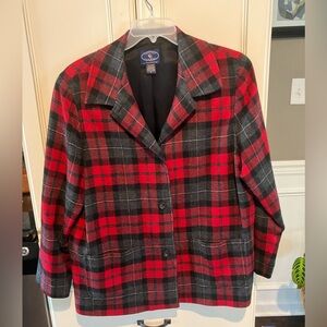 Chelsea Cambell for Charter Club Red Plaid Women’s Wool Coat XL